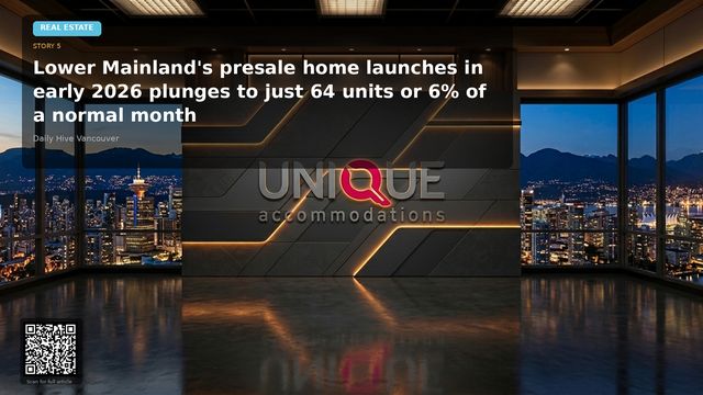 Lower Mainland's presale home launches in early 2026 plunges to just 64 units or 6% of a normal month