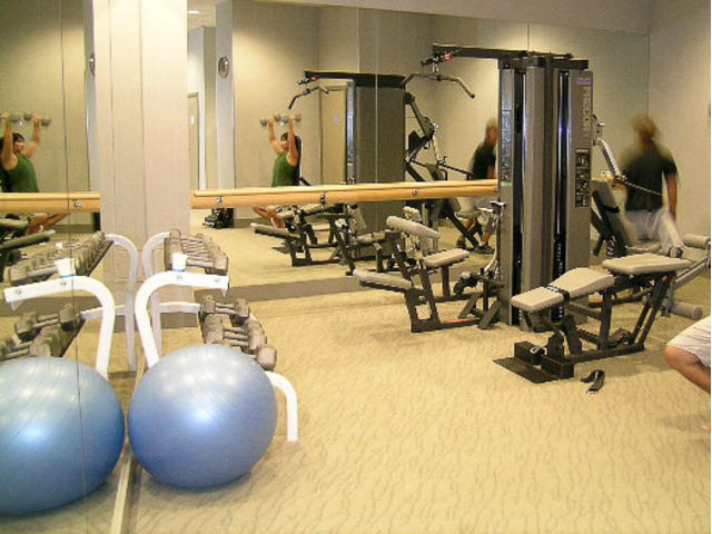 Fitness room with exercise equipment and mirrors. - 1604 - 1233 West Cordova Street, Vancouver Downtown