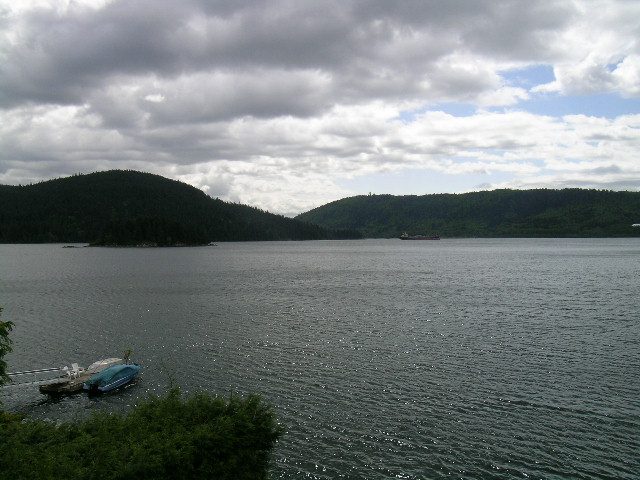 Spacious living room with a serene view of the lake and forest. - 4527 Stonehaven Avenue, North Vancouver