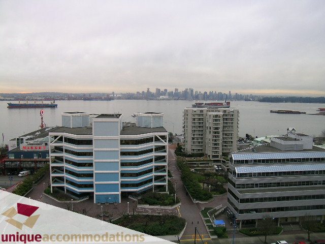 Furnished 2-bedroom condo with city view and modern architecture. - 1404 - 155 W. 1st Street, North Vancouver