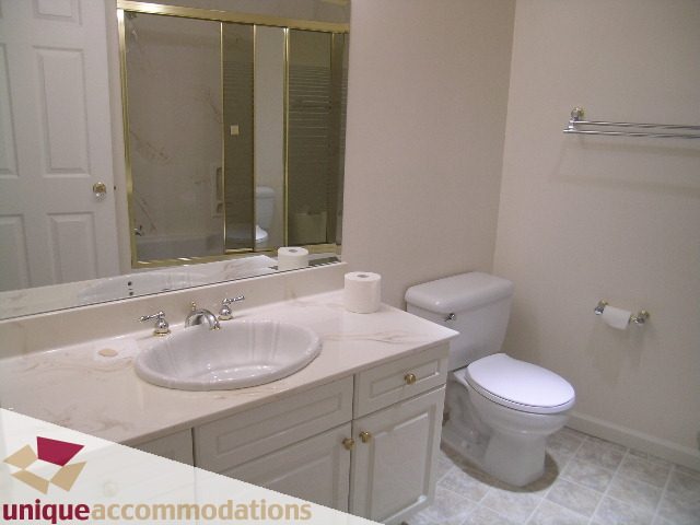 Bathroom with marble countertops and a white toilet. - 1416 Chartwell Drive, West Vancouver
