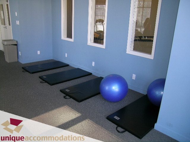 Fitness room with exercise mats and stability balls. - 1904 - 1199 Seymour Street, Vancouver Downtown