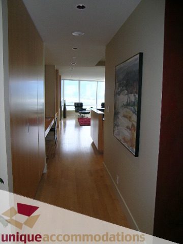 Spacious living room with hardwood floors and a city view. - 2401 - 1077 W. Cordova Street, Vancouver Downtown
