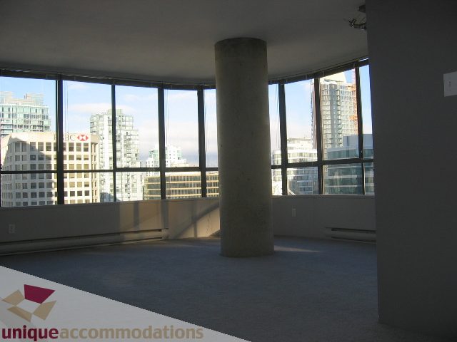 Bright living room with large windows and city view. - 1906 - 1060 Alberni Street, Vancouver Downtown