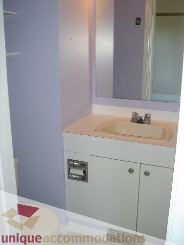Furnished bathroom with white cabinets and a double sink. - 1475 W 33rd Ave, Vancouver West Side