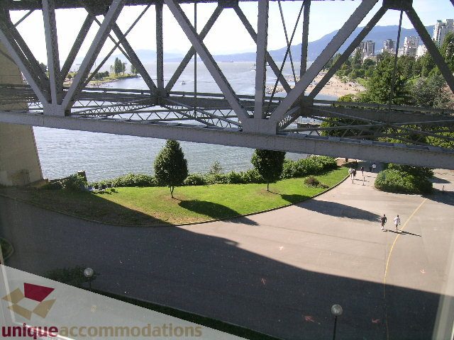 Furnished balcony with city view and water access. - 602-1012 Beach Ave., Vancouver Downtown
