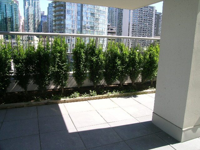 Furnished balcony with city view and greenery. - 803 - 1616 Bayshore Drive, Vancouver Downtown