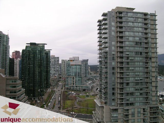 Furnished 1-bedroom condo with stunning city view, modern furnishings, and large windows. - 1805 -1205 W Hastings, Vancouver Downtown
