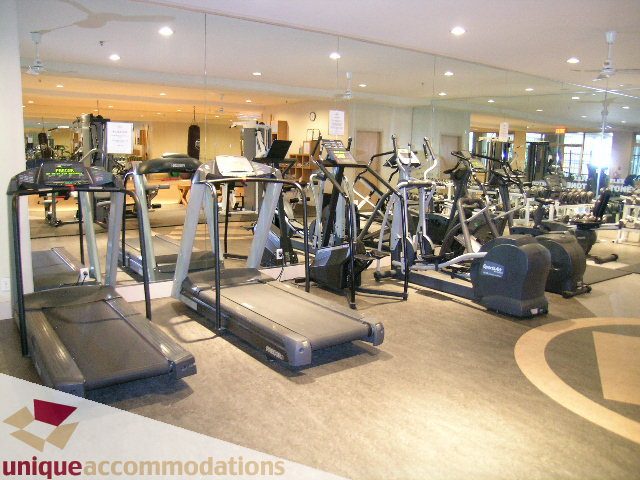 Furnished gym with treadmills, ellipticals, and mirrors. - 2001-1199 Seymour Street, Vancouver Downtown