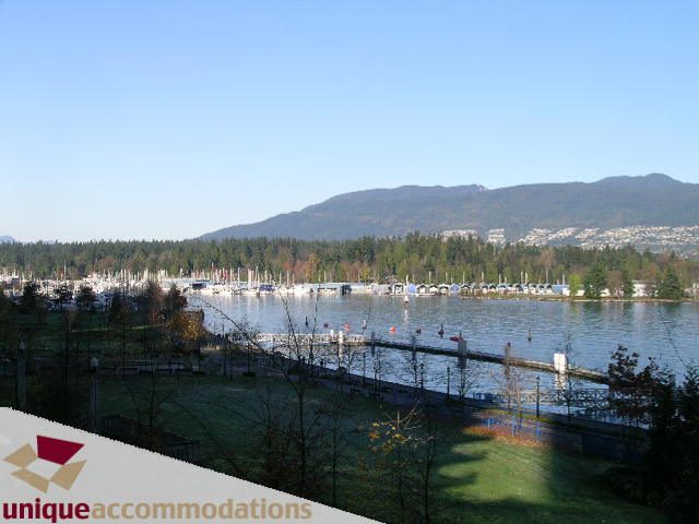 Furnished living room with city view and waterfront access. - 104 - 1139 West Cordova Street, Vancouver Downtown