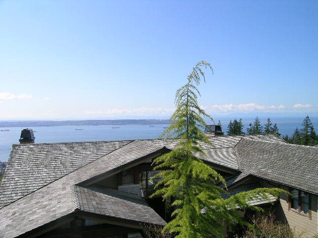 Bright living room with a stunning view of the ocean and mountains. - 2456 Hudson Court, West Vancouver
