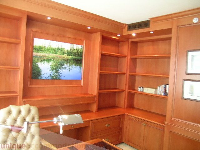 Furnished office with wooden shelves, desk, and city view. - 802 - 323 Jervis Street, Vancouver Downtown