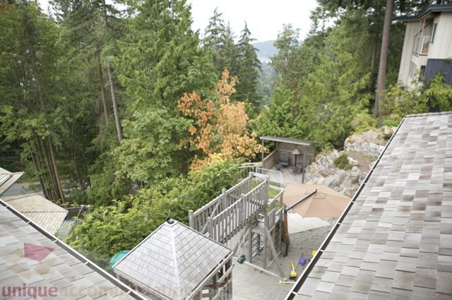 Spacious living room with large windows and a view of the forest. - 3781 Bayridge Ave, West Vancouver