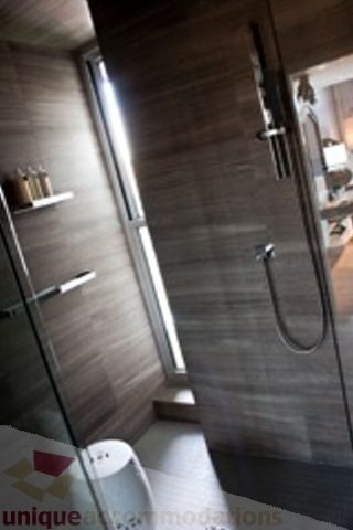 Modern shower with glass doors and sleek fixtures. - 20 - 133 Keefer Street, Vancouver Downtown