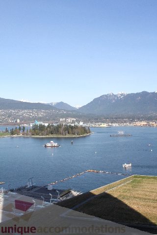Furnished living room with city view and waterfront access. - 2407 - 1011 West Cordova Street, Vancouver Downtown