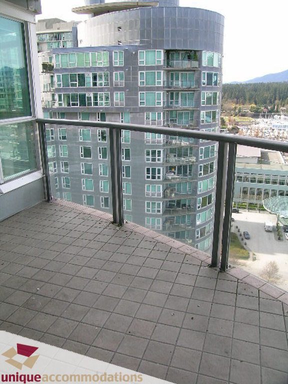 Spacious balcony with tiled flooring and stunning city views. - 1903 - 535 Nicola Street, Vancouver Downtown