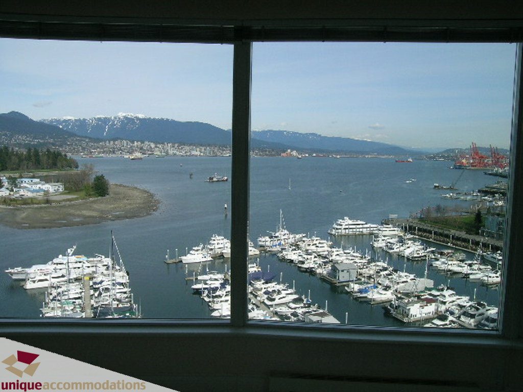 Spacious living room with stunning city view, marina, and mountains. - 1903 - 535 Nicola Street, Vancouver Downtown