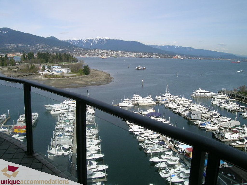 Spacious balcony with stunning city and marina views, perfect for relaxing. - 1903 - 535 Nicola Street, Vancouver Downtown