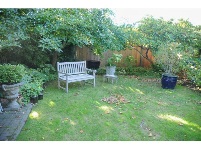 Furnished patio with wooden bench, greenery, and potted plants. - 3998 West 10th Avenue, Vancouver West Side