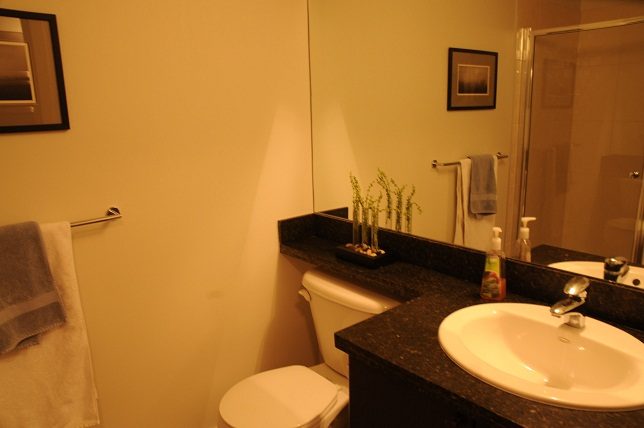 Bathroom with granite countertop and modern sink. - 705 - 538 Smithe, Vancouver Downtown