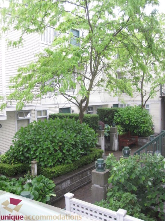 Furnished living room with greenery and balcony view. - 306-3727 West 10th Ave, Vancouver West Side
