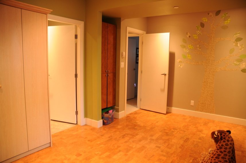 Den with cork flooring, tree mural, and closet access. - 4104 West 12th Avenue, Vancouver West Side