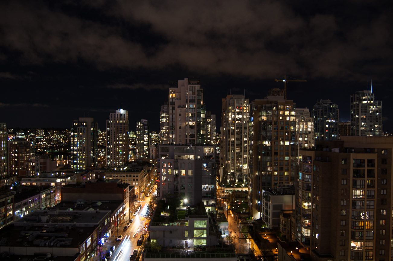 Furnished 2-bedroom condo with stunning city view at night. - 1901-1055 Homer Street, Vancouver Downtown