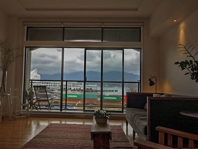 Furnished loft with hardwood floors and a city view. - 207 - 345 Water St, Vancouver Downtown