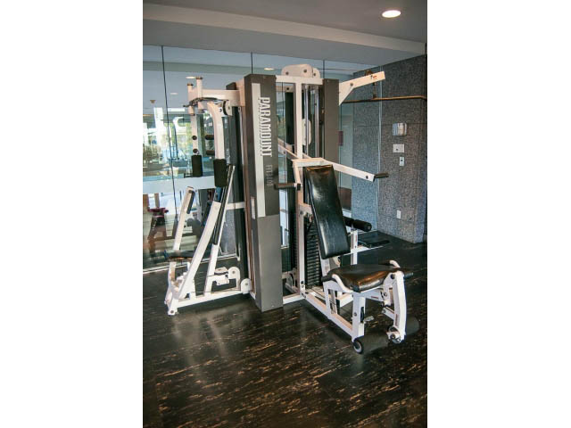 Bright gym with cardio equipment and hardwood floors. - 507 - 1200 West Georgia Street, Vancouver Downtown