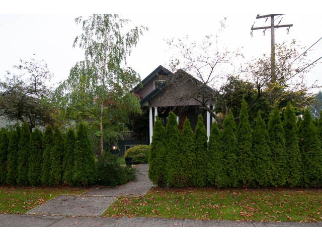 Furnished living room with large windows and greenery surrounding. - Main - 4149 Osler St, Vancouver West Side