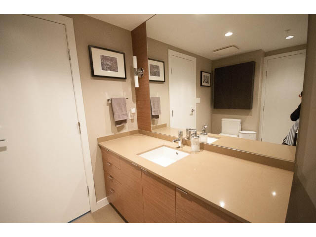 Spacious bathroom with light countertops and modern fixtures. - 1602 - 135 East 17th Street, North Vancouver