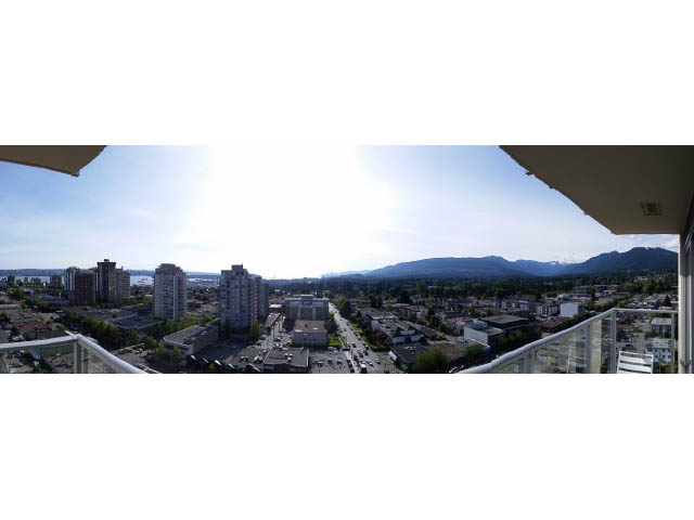 Bright balcony with stunning city and mountain views, furnished and ready to move in. - 1602 - 135 East 17th Street, North Vancouver