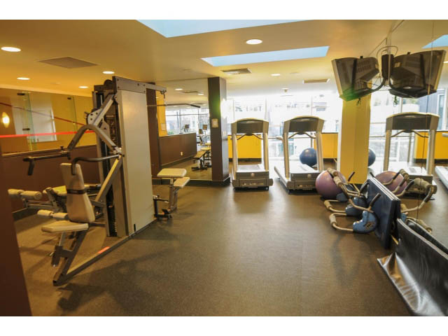 Spacious gym with cardio machines and free weights, natural light from large windows. - 2006 - 583 Beach Crescent, Vancouver Downtown