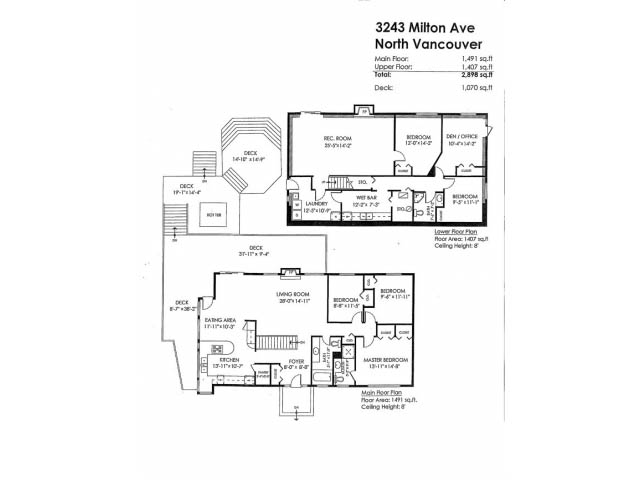 Furnished 5-bedroom house with hardwood floors and a large deck. - 3243 Milton Ave., North Vancouver