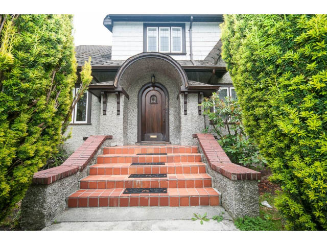 Furnished 4-bedroom + den house with brick steps and arched entryway. - 5756 Angus Drive, Vancouver West Side