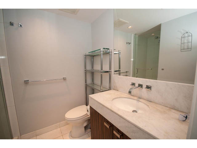Bathroom with marble countertop and modern fixtures. - 1106 - 788 Richards, Vancouver Downtown