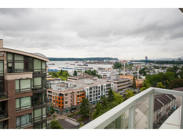 Bright balcony with city view and waterfront access. - 1105 - 175 West 2nd Street, North Vancouver