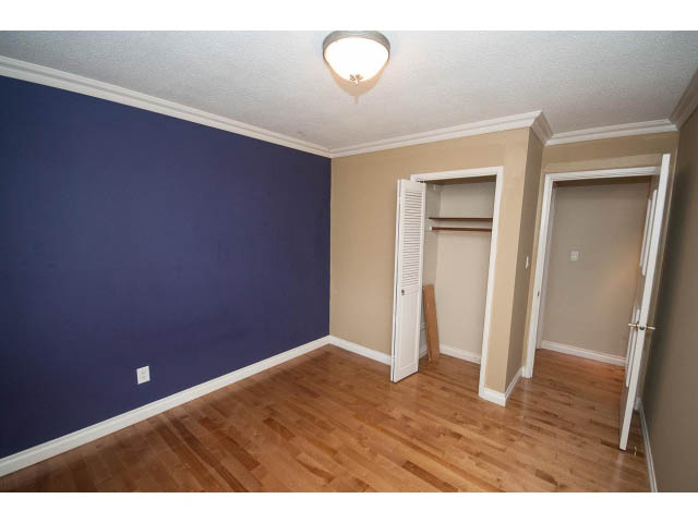 Bright den with hardwood floors and a blue accent wall. - Upper - 1998 Cortell St., North Vancouver