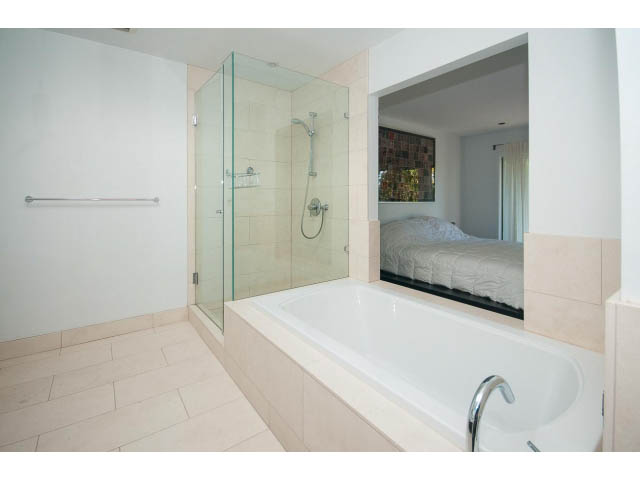 Spacious bathroom with walk-in shower and large soaking tub. - 6190 Candia Place, West Vancouver