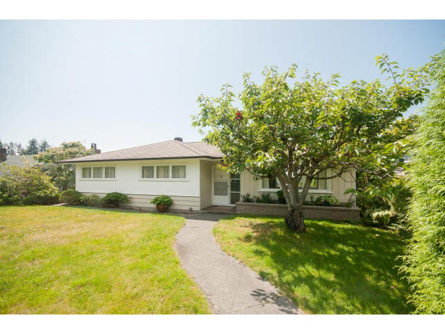 Furnished living room with large windows and greenery surrounding. - 221 Carisbrooke Crescent, North Vancouver