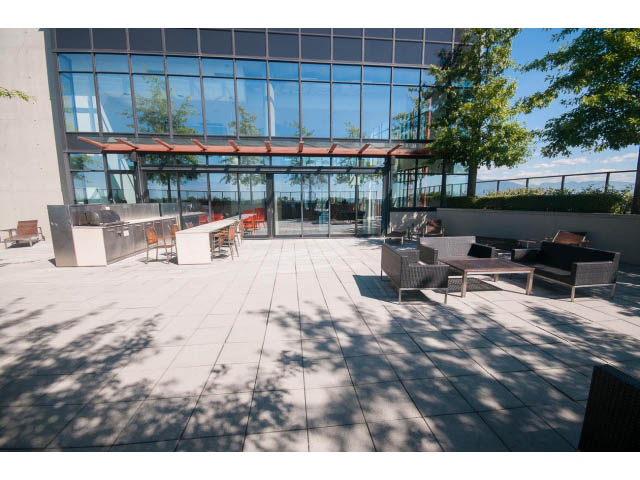 Furnished patio with outdoor seating and city view. - 803 - 128 Cordova St W, Vancouver Downtown