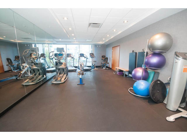 Furnished gym with cardio machines and exercise balls. - 1702 - 1281 W. Cordova Street, Vancouver Downtown