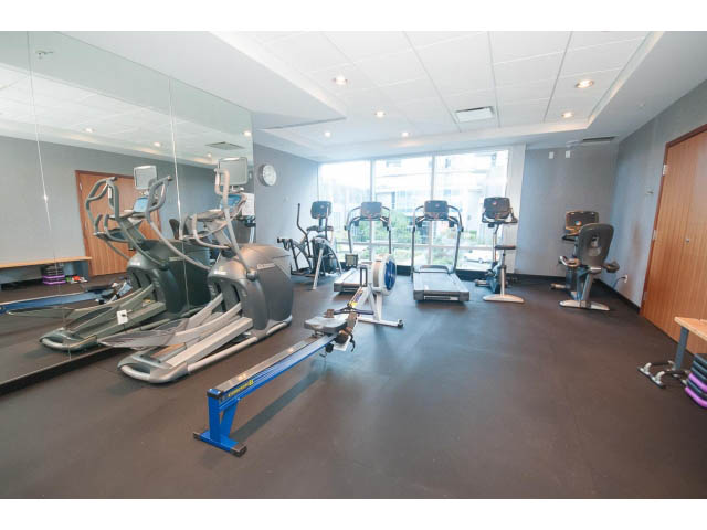 Bright and modern gym with cardio machines and large mirrors, showcasing a clean and organized space.