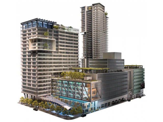 Furnished 2-bedroom condo with modern glass facade and rooftop garden. - 4609 - 777 Richards St, Vancouver Downtown