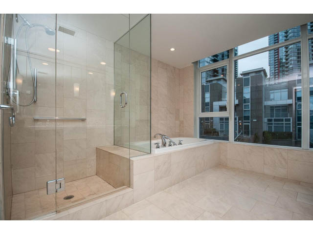 Spacious bathroom with walk-in shower and large windows offering city views. - TH17 - 1233 West Cordova St, Vancouver Downtown