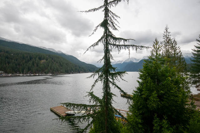 Bright living room with a view of the lake and mountains. - Suite - 2050 Cardinal Cres, North Vancouver