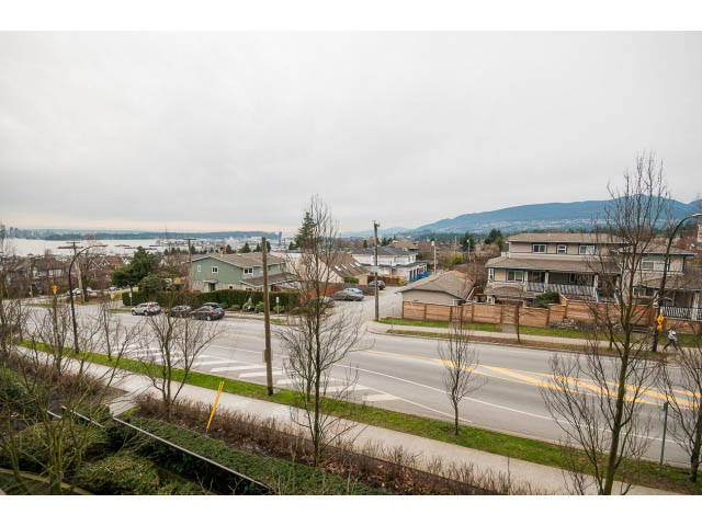Furnished 1-bedroom condo with city view and modern decor. - 407 - 683 Victoria Park West, North Vancouver