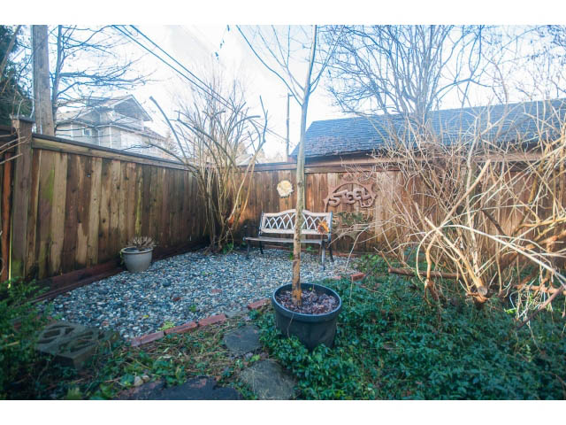 Fenced backyard with gravel path and potted plants. - 516 E 10th Ave, Vancouver East Side