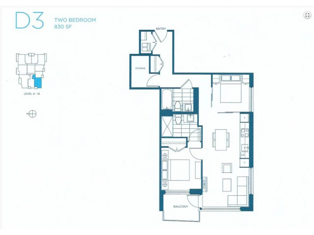 Furnished 2-bedroom condo with open layout, modern kitchen, and balcony. - 1108 - 1661 Quebec St, Vancouver West Side