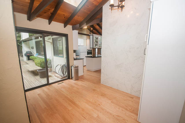 Bright kitchen with hardwood floors and city view. - 4645 Caulfeild Drive, West Vancouver